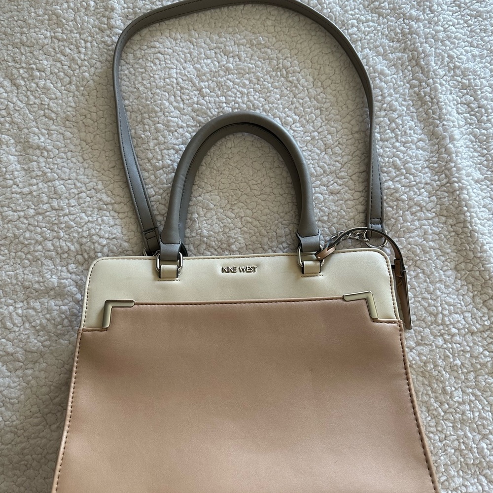 Nine West Beige, Cream & Taupe Structured Satchel